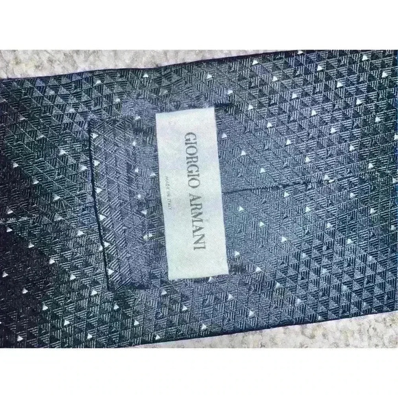 GIORGIO ARMANI Silk Check Tie Blue 58 inches Preppy Office Business - Picture 2 of 8